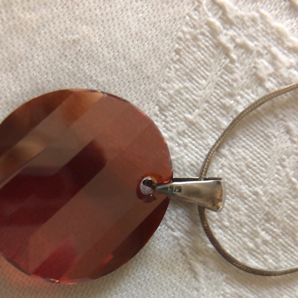 Sterling Silver Crystal Pendant Necklace and Earrings Set - Stamped: 925 ITALY - Picture 9 of 13